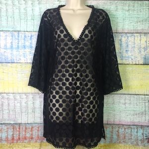 Mud pie large black polka dot swim cover dress
